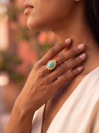 Bague AZURA — Amazonite & Or 24k | Univers Solaire