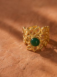 Bague CANOPÉE — Jade Vert & Or 24k | Univers Végétal