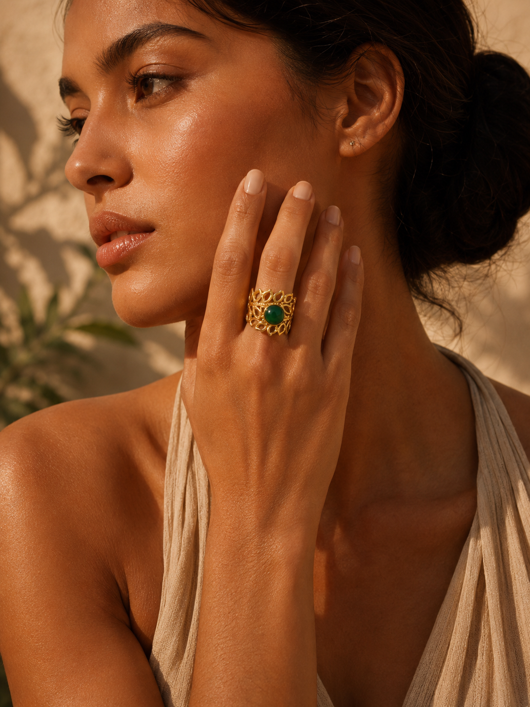 Bague CANOPÉE — Jade Vert & Or 24k | Univers Végétal
