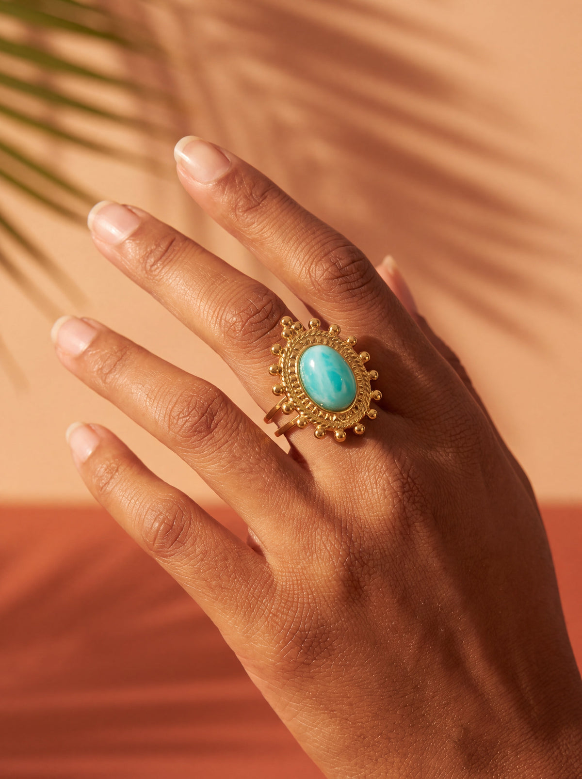 Bague AZURA — Amazonite & Or 24k | Univers Solaire