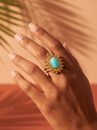 Bague AZURA — Amazonite & Or 24k | Univers Solaire