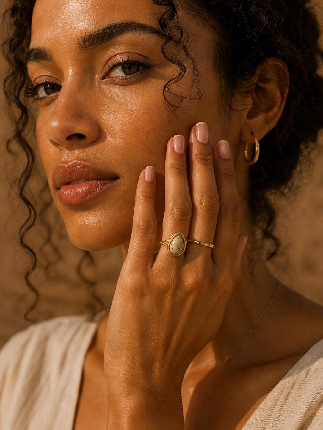 Bague ONDINE — Pierre Naturelle & Or 18k | Bague Ajustable - Univers Aquatique