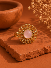 Bague FLORALE — Quartz Rose & Or 24k | Univers Féminin