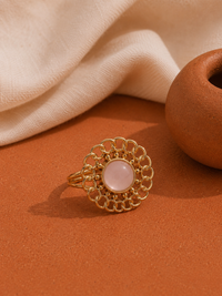 Bague FLORALE — Quartz Rose & Or 24k | Univers Féminin