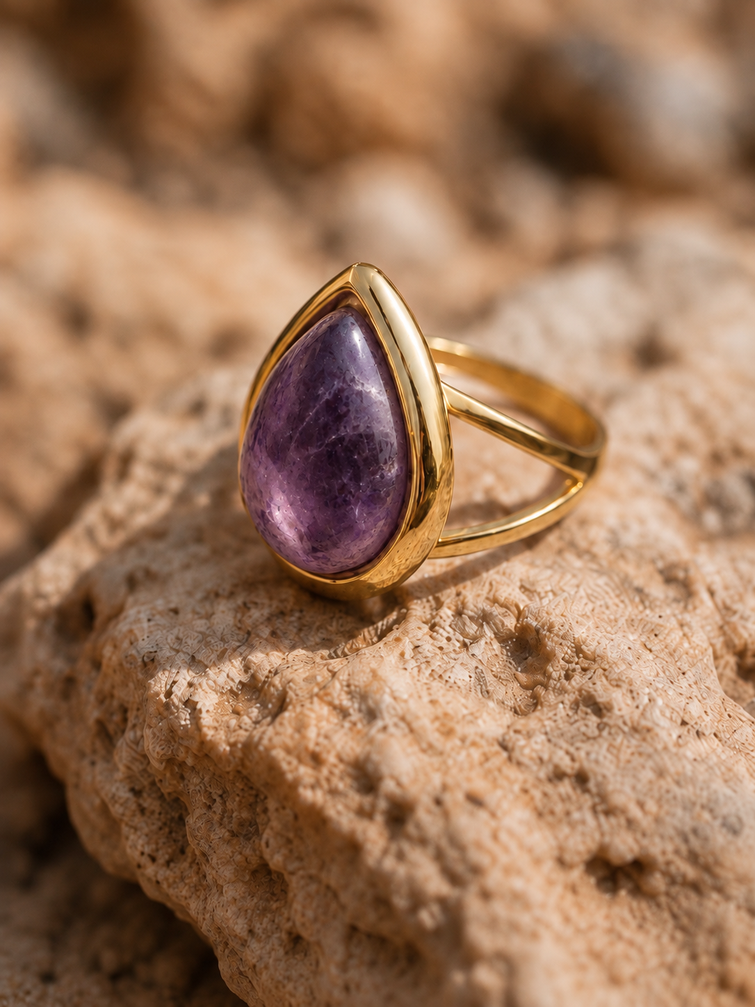 Bague ONDINE — Pierre Naturelle & Or 18k | Bague Ajustable - Univers Aquatique