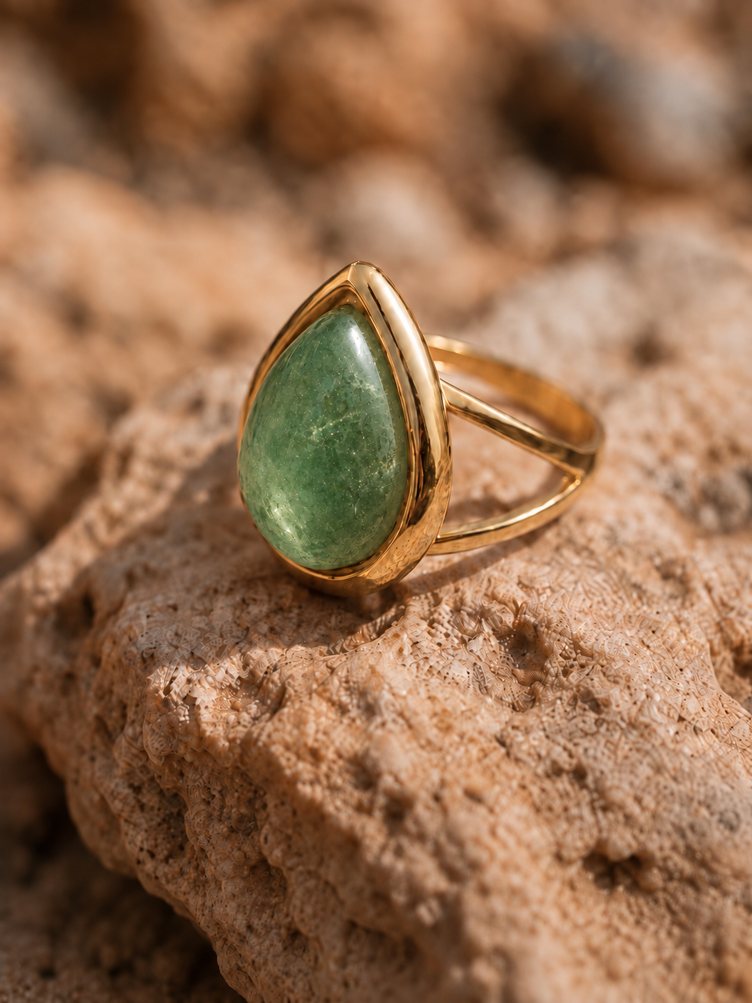 Bague ONDINE — Pierre Naturelle & Or 18k | Bague Ajustable - Univers Aquatique