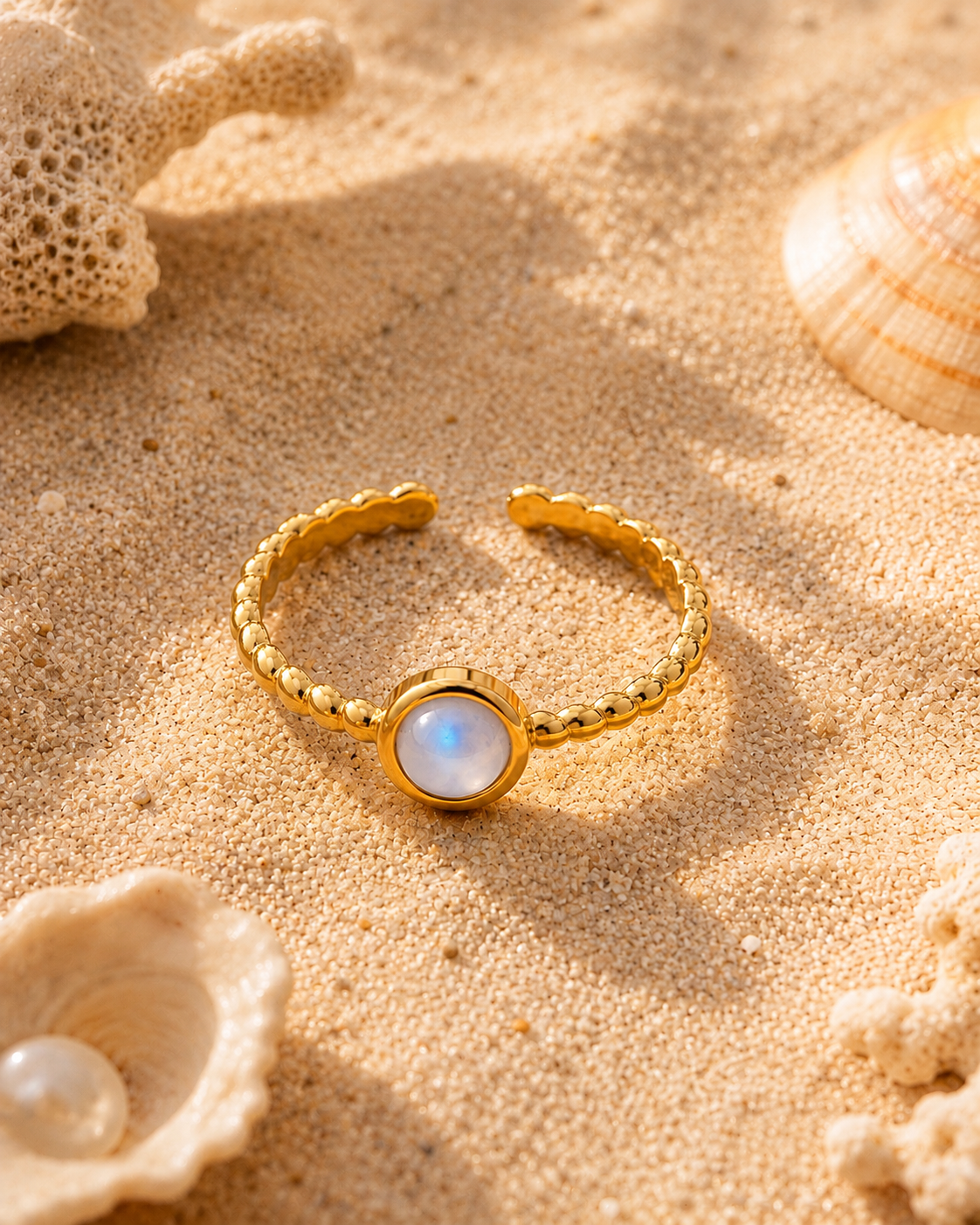 Bague PERLINA — Pierre Naturelle & Or 24k | Univers Aquatique