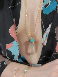 collier long femme quartz turquoise 