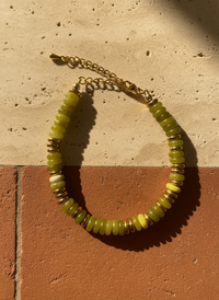 Bracelet ANTILLES - perles plates naturelles pierres semi précieuses