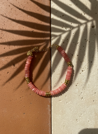 Bracelet ANTILLES - perles plates naturelles pierres semi précieuses