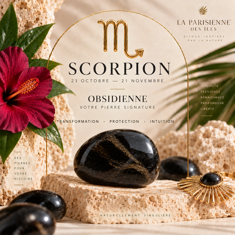 bijoux bohème astro scorpion obsidienne