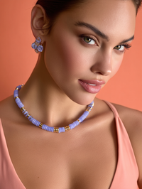 Collier ANTILLES - perles plates naturelles pierres semi précieuses