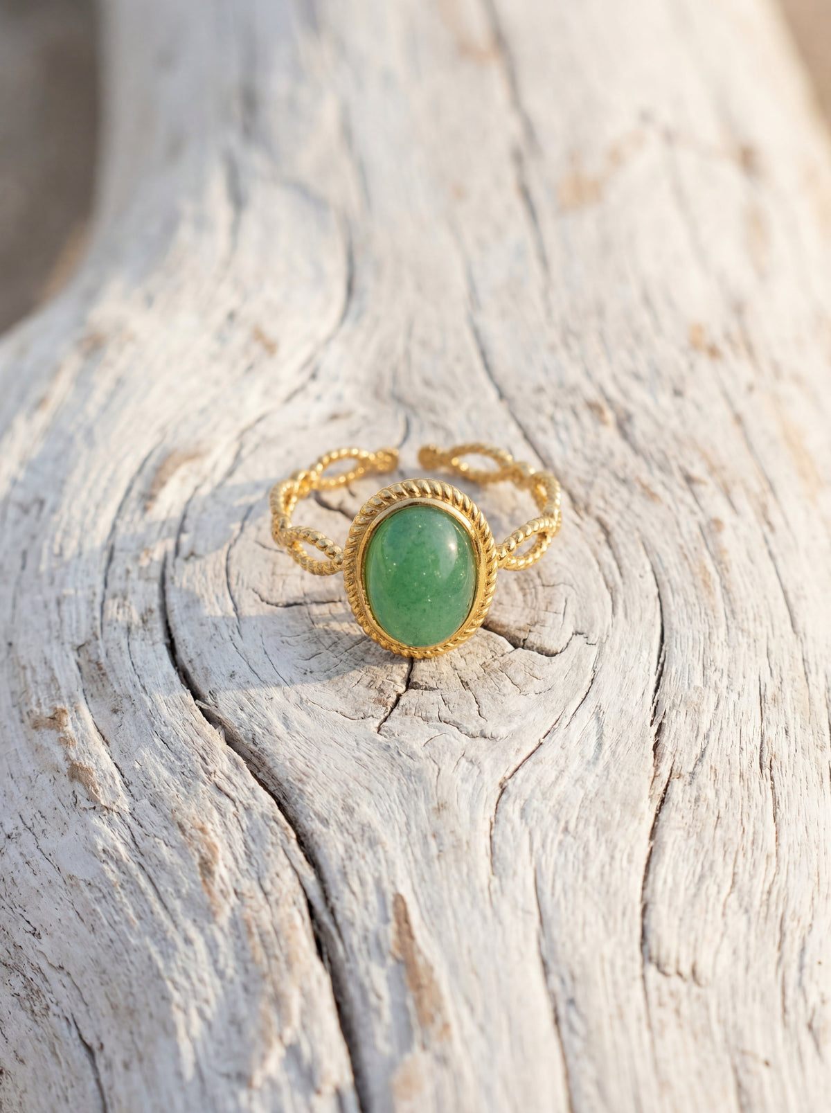 bague femme chic aventurine vert La Parisienne des îles 