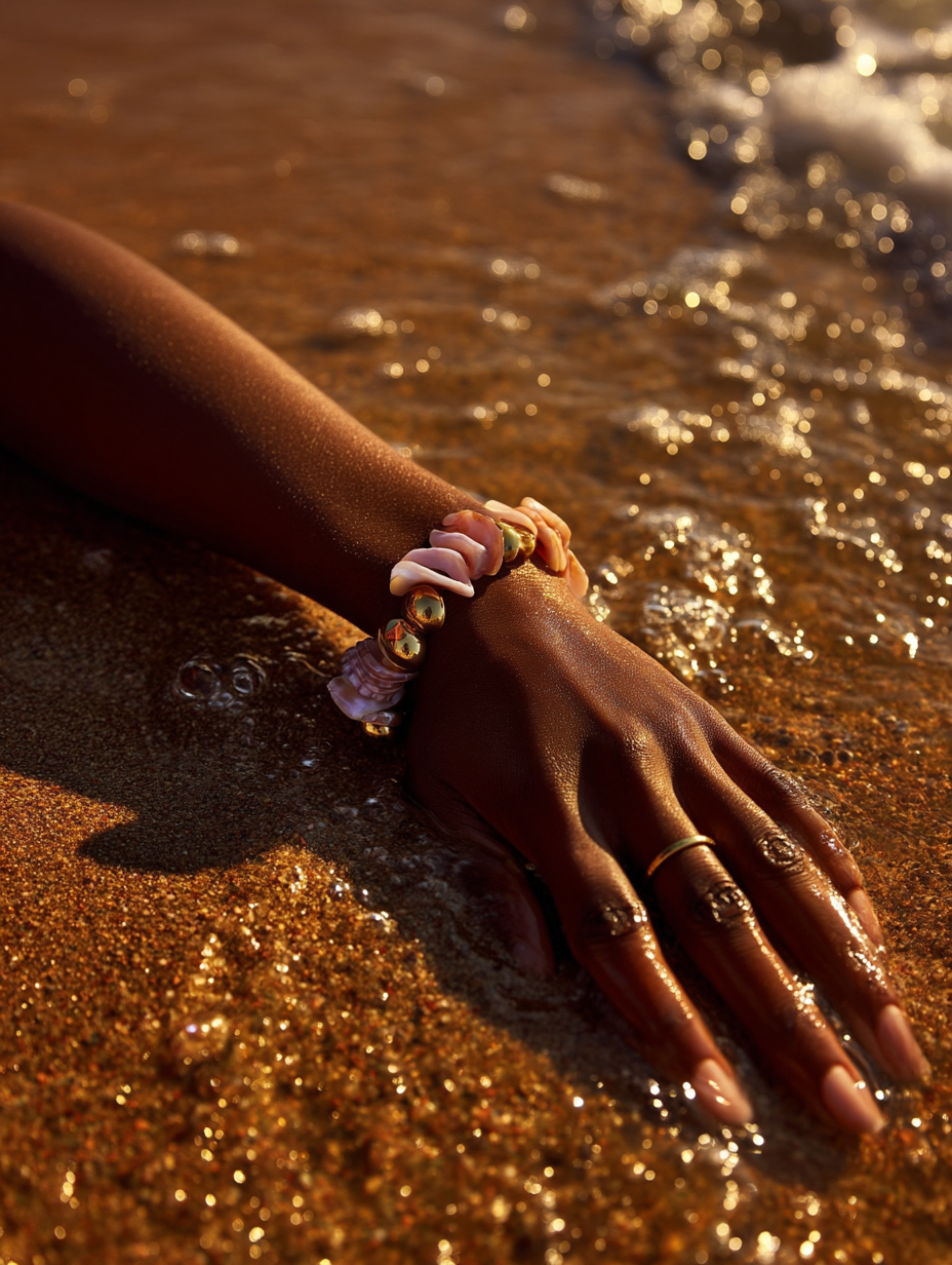 bracelet femme nacre rose plaqué or La boheme