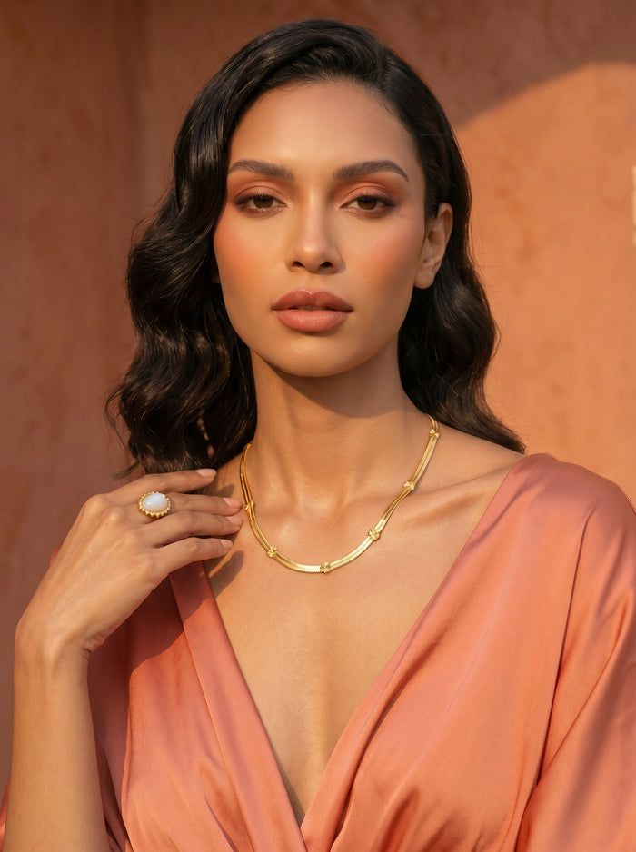 collier en acier inoxydable martelée