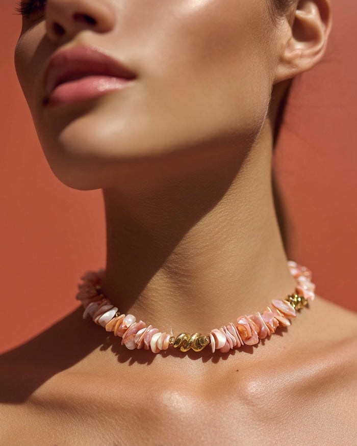 collier femme nacre rose la boheme