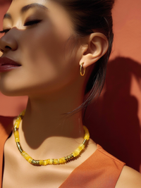 Collier ANTILLES - perles plates naturelles pierres semi précieuses