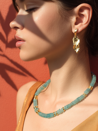 Collier ANTILLES - perles plates naturelles pierres semi précieuses