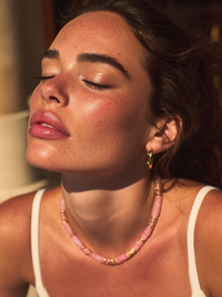 Collier ANTILLES - perles plates naturelles pierres semi précieuses