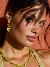 Collier ANTILLES - perles plates naturelles pierres semi précieuses