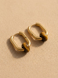 Creoles boucles d’oreilles rectangulaire  oeil de tigre