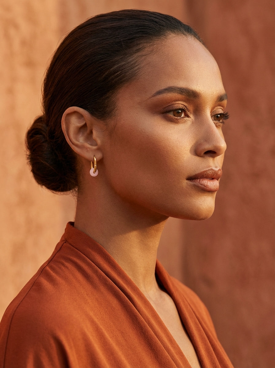 creoles acier inoxydable calcédoine