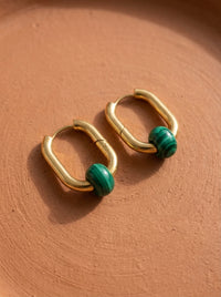 Creoles boucles d’oreilles rectangulaire  malachite