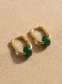 Creoles boucles d’oreilles rectangulaire  jade vert