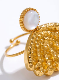 Bague Naïs | Coquillage Martelé Nacre & Or 18k Ajustable – Univers Aquatique
