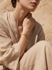 Bracelet Boulogne | Duo Perles d'Eau Douce & Chaîne Dorée – Univers Parisienne Chic