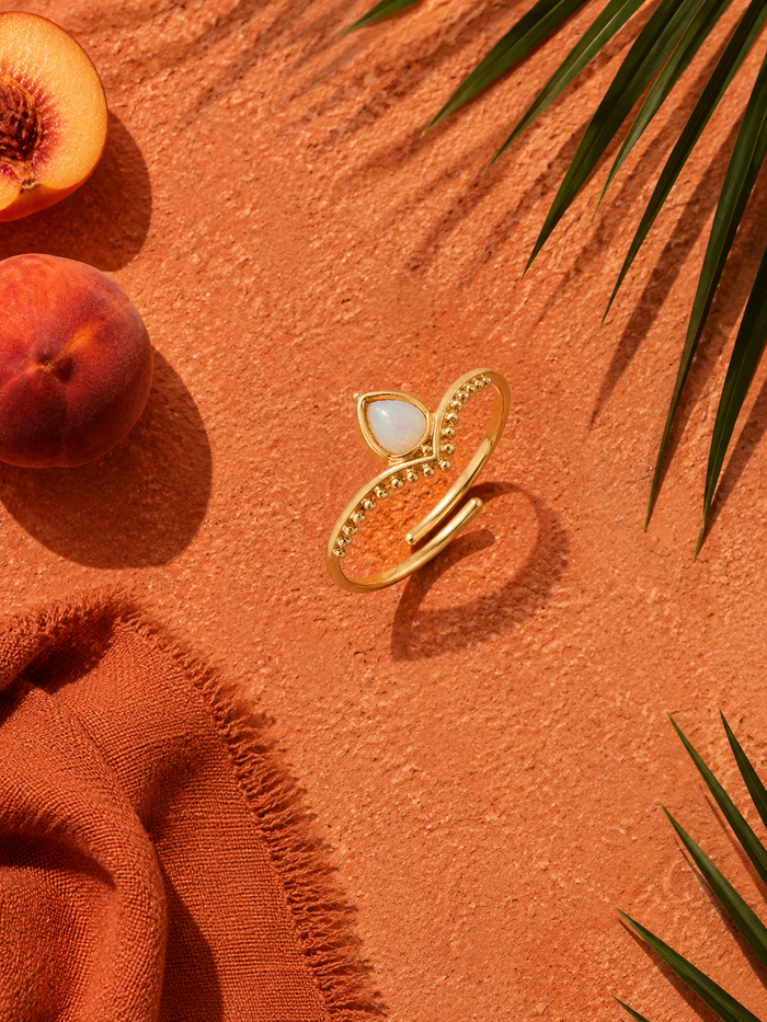Bague THALASSA | Opale Goutte d'Eau & Or 24k Ajustable – Univers Aquatique