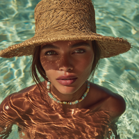 Collier ANTILLES - perles plates naturelles pierres semi précieuses