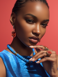 Collier ANTILLES - perles plates naturelles pierres semi précieuses