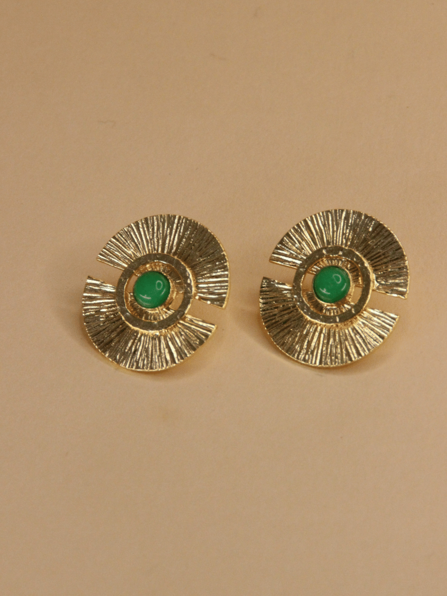 Boucles d'oreilles or fin femme albane agate vert