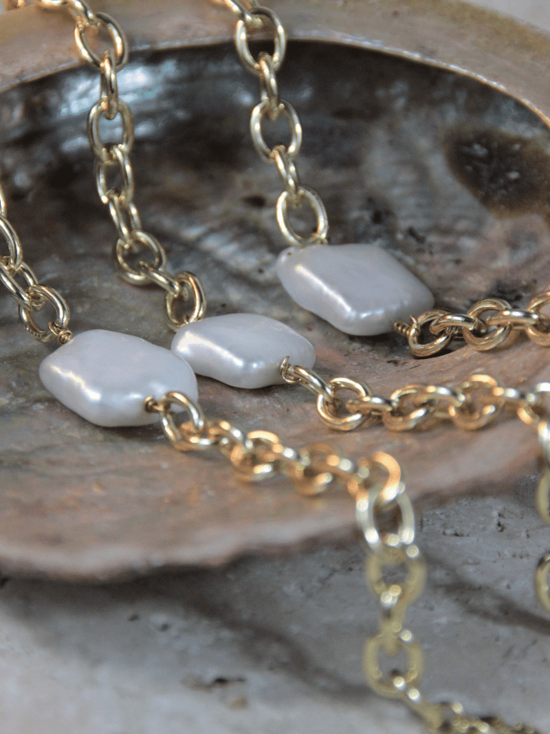 Bracelet chaîne vintage perle d'eau douce