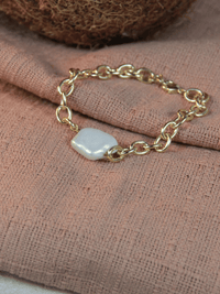 Bracelet femme perle baroque chaine