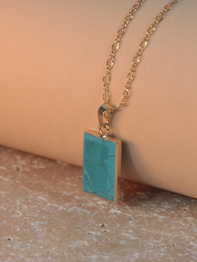 Collier pendentif rectangulaire turquoise