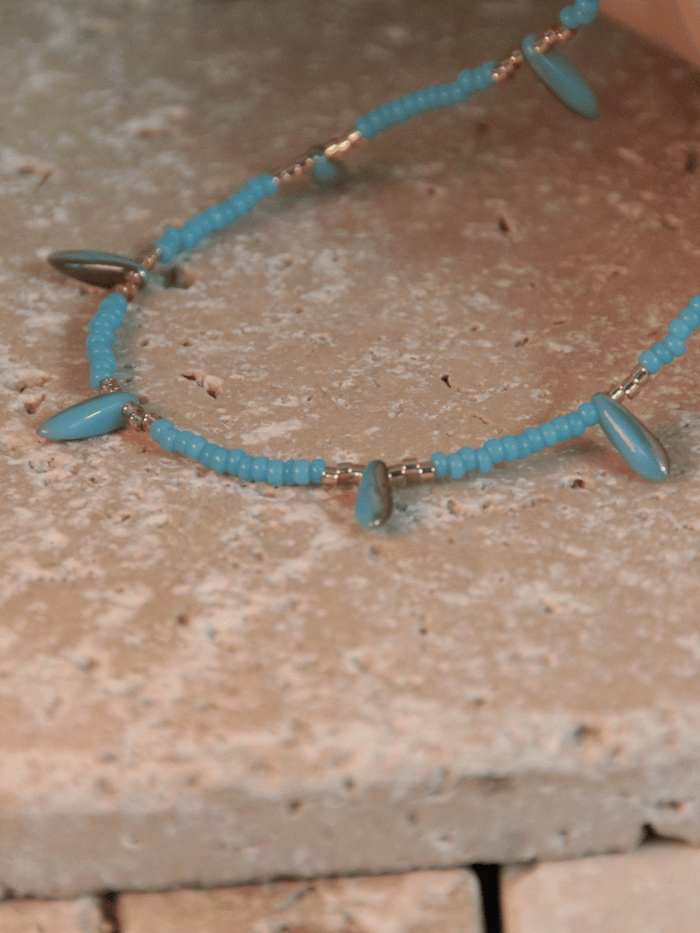 Collier sautoir perles turquoises