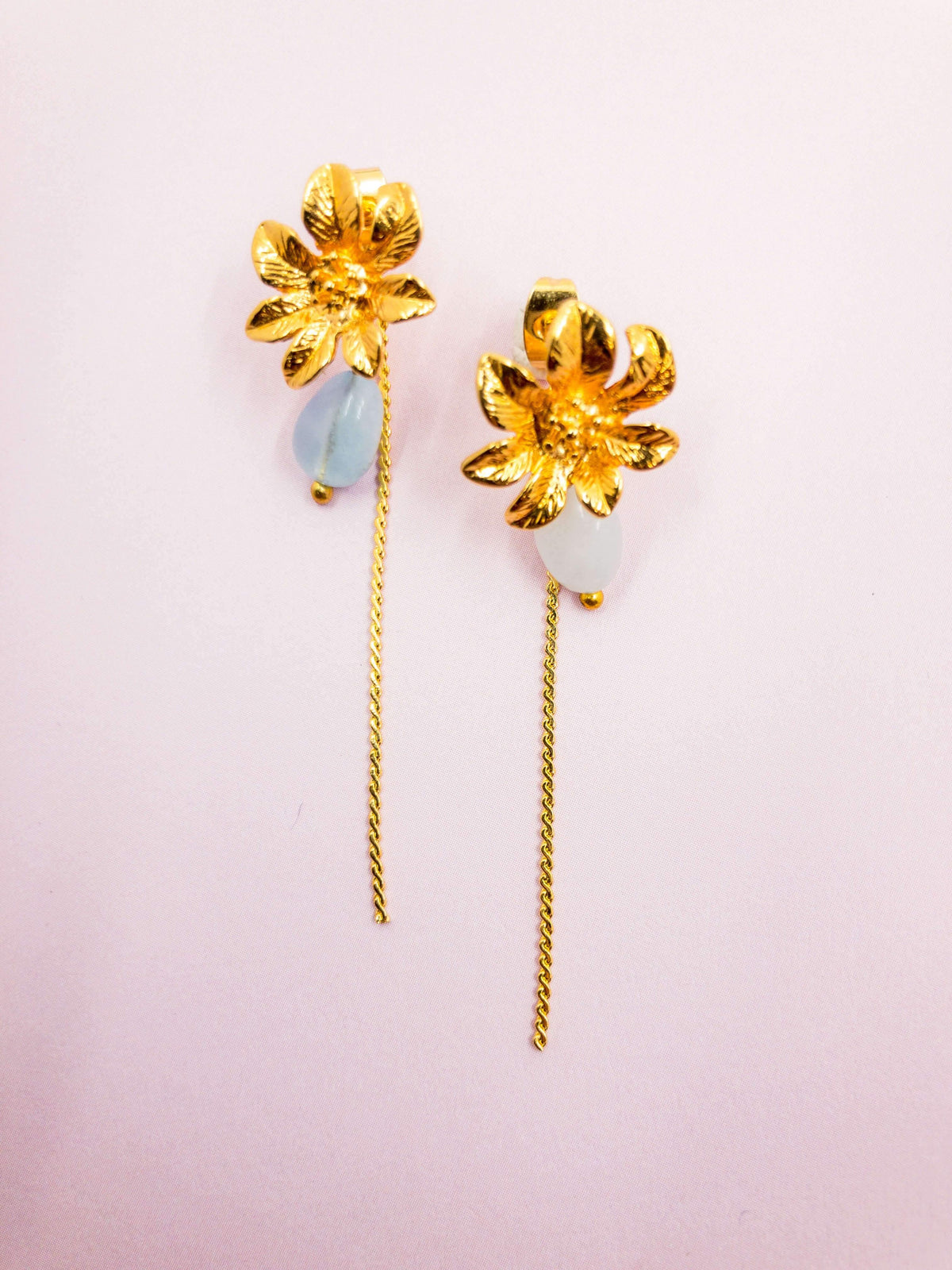 boucles d'oreilles mini puces fleurs garance